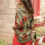 Womens Tops and Blouses 2021 Summer Floral Print Blouse Long Sleeve Turn Down Collar Office Shirt Blusas Mujer Plus