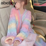 sweater women 2022 new spring and autumn outer wear sweater Japanese plush loose sweater cardigan