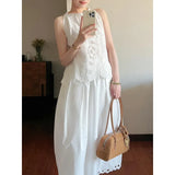 Set Summer 2025 New Empty Sleeveless Vest Blouse High-Rise Loose-Fitting Skirt
