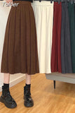 Women Elegant Harajuku High Waist A-line Solid Color Fashion Casual Korean Streetwear Basic All-match Soft Midi Skirts New