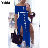 Bodycon Dress Short Sleeve Maxi Dresses for Women Off Shoulder Spring Summer Casual Long Boho Dress Vestido