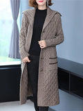 Clothes Women Solid Color Single Breasted Long Sleeved Coat Knitted Cardigan Oversized Cardigan Thick Sweaters for