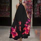 Summer Bohemian Halter Thin Dress Celmia Women Floral Print Fashion Sundress Sexy Sleeveless Backless Party Maxi