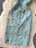 Women Denim Dress Summer New Sexy Straps Skinny Short Skirt Blue Korean Fashion Classic Printed Streetwear Strapless Jean