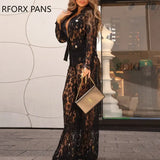Women Elegant Chic Solid Lace Long Sleeves with Belts Sexy Fashion Blazer Pants Set-Outfit