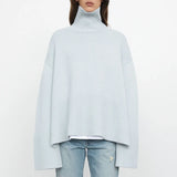 Casual Striped Turtleneck Sweater Oversized Pullover Women Loose Long Sleeve Tops 2021 Fall Winter Knitted Outwear