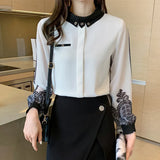 elegant Women's Blouses embroidery white shirts 2021 Spring long sleeve Casual Tops Shirts Blusas