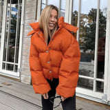 Casual Button With Hood Padding