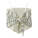 Women Irregular Hem Backless Camisole, Boat Neck Sleeveless Off-the-shoulder Tops, Black/ Beige-Outfit