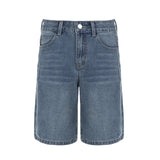 Trendy Basic Simple Fashion Water Wash Five-Point Straight Barrel Thin Loose Casual Jeans Trousers