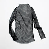 Fishnet Mesh See-through Black shirts Female Harajuku Sexy Long Sleeve Tee