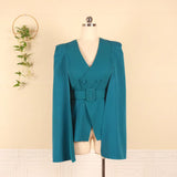 Women Jacket Elegant Office Lady Blazers Outwear White Sexy Split Fork Cape Suit Cape Sleeve Female Coat Spring Autumn-Outfit