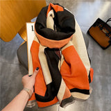 Spring And Autumn Imitation Cashmere Shawl Silk Scarf With Warm Tassel Geometric