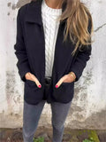 New Single-Sided Autumn And Winter Collar Knit Zipper Casual Coat