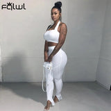 Women Streetwear Bodycon Halter Crop Top And Sweatpants Matching Sets 2 Two Piece Set Ladies Outfit 2021 Female