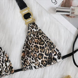 Toloer Swimsuit Female Ins Web Celebrity Wind Vacation Sexy Leopard Print Diamond Low Waist Gathered Split Body