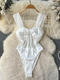White Satin Mesh Playsuits Women Strap Beach Backless Slim Jumpsuits Ladies Transparent Club Sexy
