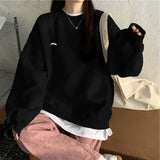 spring and autumn new splicing Pullover fashion Korean thick and thin women's Sweatshirt Navy Gray Black Pink women's