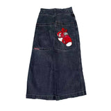 New High Street Hiphop Hip Hop Brand Printed Jeans Men's Straight Baggy Wide-Legged Pants-Outfit