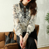 elegant floral printing ladies shirts Women's chiffon Blouses 2022 Spring Summer Long Sleeve Shirts Tops Blusas