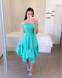 Fashion Off Shoulder Flower Dress Elegant Slash Neck Short Sleeve Flower Print Elastic Irregular Dress