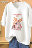 100% Cotton L-5XL T Shirt Plus Size Tshirt Short Sleeve Cartoon Women Top Summer Sweet Couple V Neck Oversized T