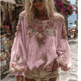 Temperament 3D Printed Long-Sleeved Shirt Lady's New Loose High-End Feel