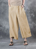 New Women's Nine-point Pants Simple Temperament Cotton Loose Casual Pocket Ladies Solid Color Nine-point Wide-leg
