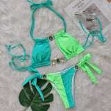 Toloer 2024 New Crystal Diamond Bikini Sexy Quilting Tied With Women's Split