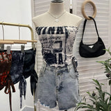 Explosion Recommended Y2k Hottie Braid Small Sling Belt With Chest Mat Tie Mesh Yarn Tidly Wrapped Bra T-Shirt