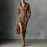 Women's Summer Dress Loose V-Neck Mid-Long Dress Loose V-Neck Short-Sleeved