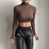 Women's Bottom Shirt 2025 Autumn And Winter 2025 New T-Shirt Long-Sleeved Long-Sleeved Short-Sleeved Umbilly Sexy Body-Playing