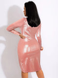 Metallic V-Neck Ruched Strings Midi Club