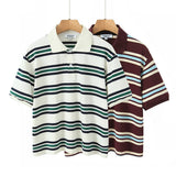Women's New Hit-Colored Striped Short-Sleeved T-Shirt