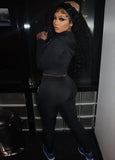 Casual Zipper Pocket Long Sleeve Hoodies An Pant Two Piece