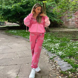 Sweetown Black New Autumn Hoodies Women Butterfly Diamond Zip Up Korean Sweatshirt Winter Jacket Long Sleeve Hood Pullovers