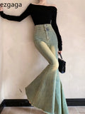 Vintage Jeans Women Fashion Slim High Waist Denim Pants Autumn Flare Long Trouser Wide Leg Sexy Elegant Streetwear-Outfit