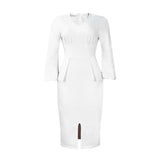 Women's V-Neck Bubble Bubble Sleeve Open Fork Dress Office Pencil Dress African