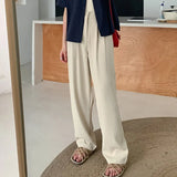 Spring Summer Straight Wide Leg Pants Elegant Office Lady Casual Trousers Length