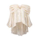Loose Shirt For Women Slash Neck Long Sleeve Bow Collar Lantern Sleeve Solid Blouses Female Spring Clothes New
