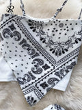 Cashew flowers Print Women Set Summer 2022 Elastic Waist Fashion Party Club Ladies Sexy High Street Two Piece