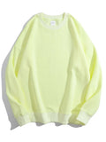 Cotton Pullover Sweatshirts Oversize Women O Neck Loose Long Sleeve Top Solid Oversized Green Sweatshirt For Women