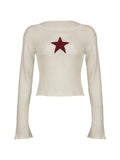 Star Crochet Knit Cropped Knit Top-Outfit