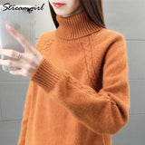 Winter Sweater Women Jumper Ladies Vintage Sweaters Knitted Pullover Women's Sweater Thick Warm Turtleneck Pull