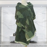 Winter Leopard Print Cashmere Scarf Women Green Warm Thick Wool Shawl for Women Scarves and Shawls Ladies Ponchos and