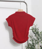 Real Shoot Half-High Collar Hottie Folded Slimmed Short T-Shirt Jacket Woman
