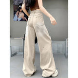 High Street Ripped Jeans Women's Summer New Thin High-Waisted Straight-Legged Loose Drag