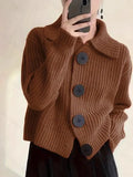 Women's Loose Korean Version Of Fashion Casual Big Collar Knitted Cardigan