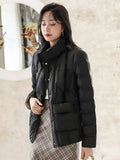 VAREY LIN Winter Women 90% Duck Down Fit Coat Casual Light Feather Jacket Single Breasted Warm Parker Solid Color