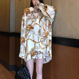 size laides shirts 2022 Spring summer fashion printing women's chiffon blouses casual loose Long sleeve blusas mujer